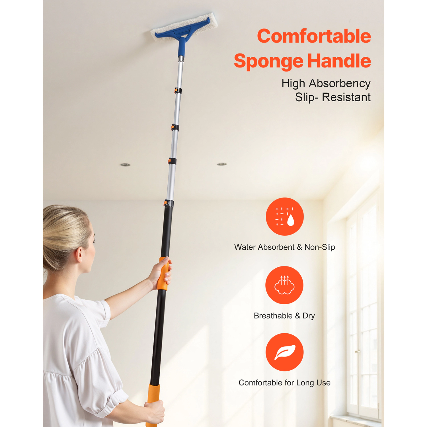 HONGGE Telescopic Extension Pole Multi-Purpose Extendable Sturdy Aluminum Alloy Paint with