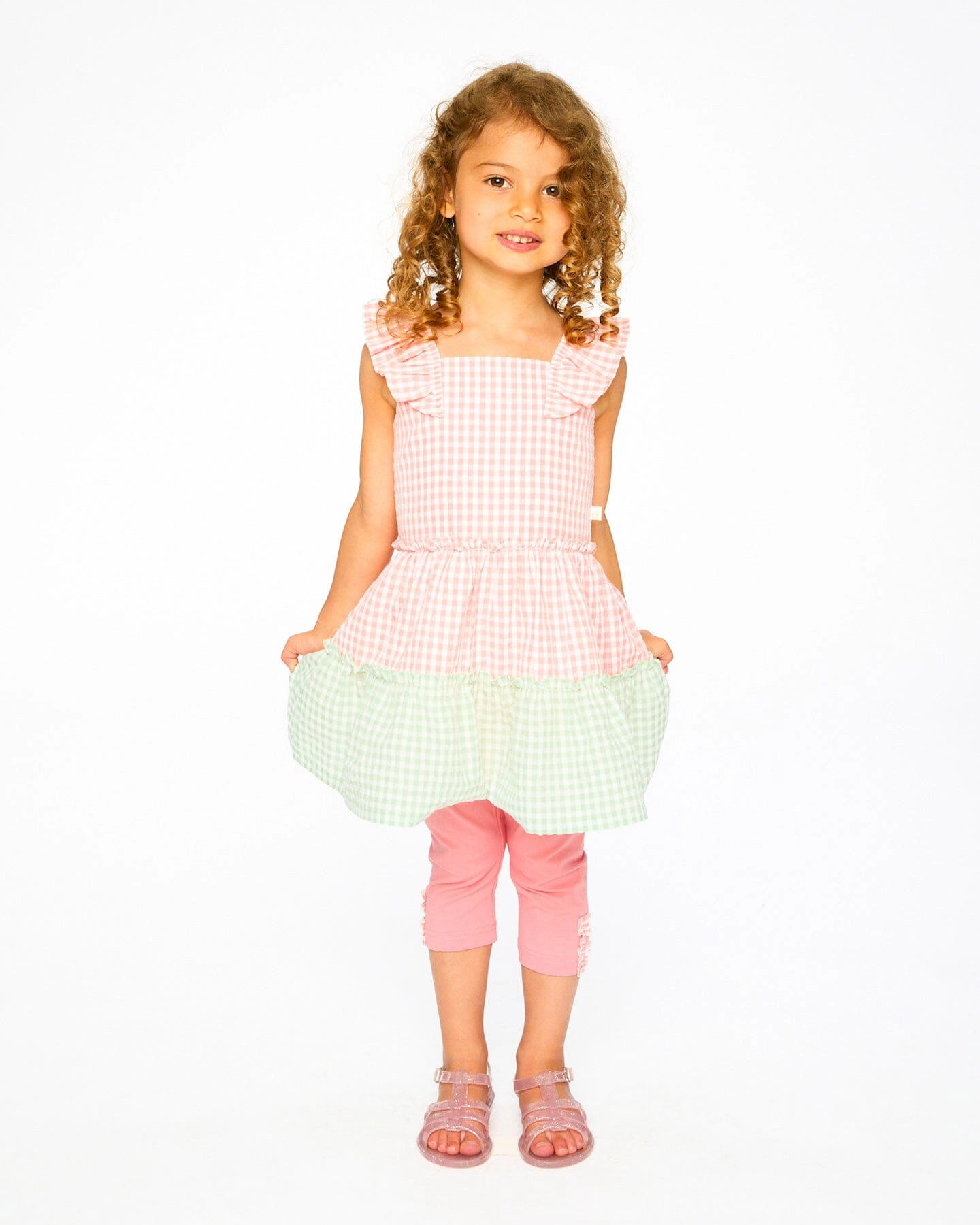 Deux par Girls Tunic and Organic Cotton Capri Set Gingham