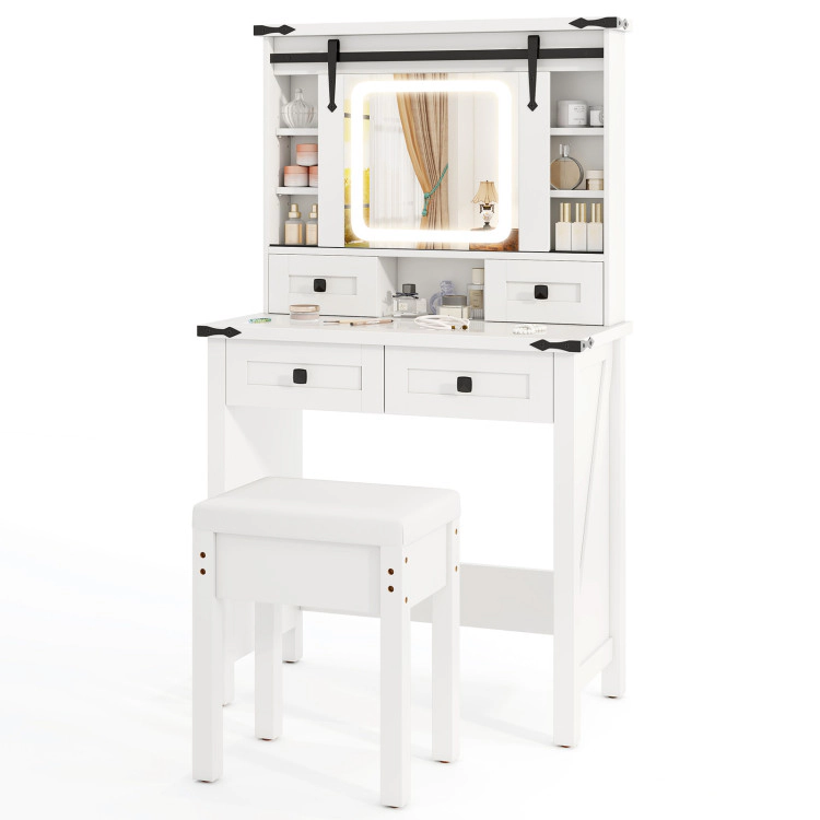 Hivvago Makeup Vanity Desk With Mirror And Adjustable Storage Shelves