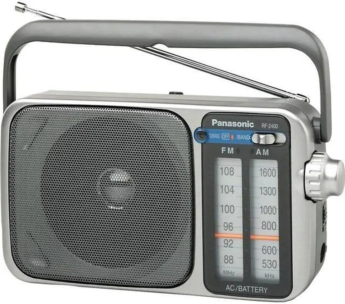 Panasonic RF-2400D / RF-2400 Portable FM/AM Radio with AFC Tuner + 4 X Panasonic AA Batteries + AOM Starter Bundle