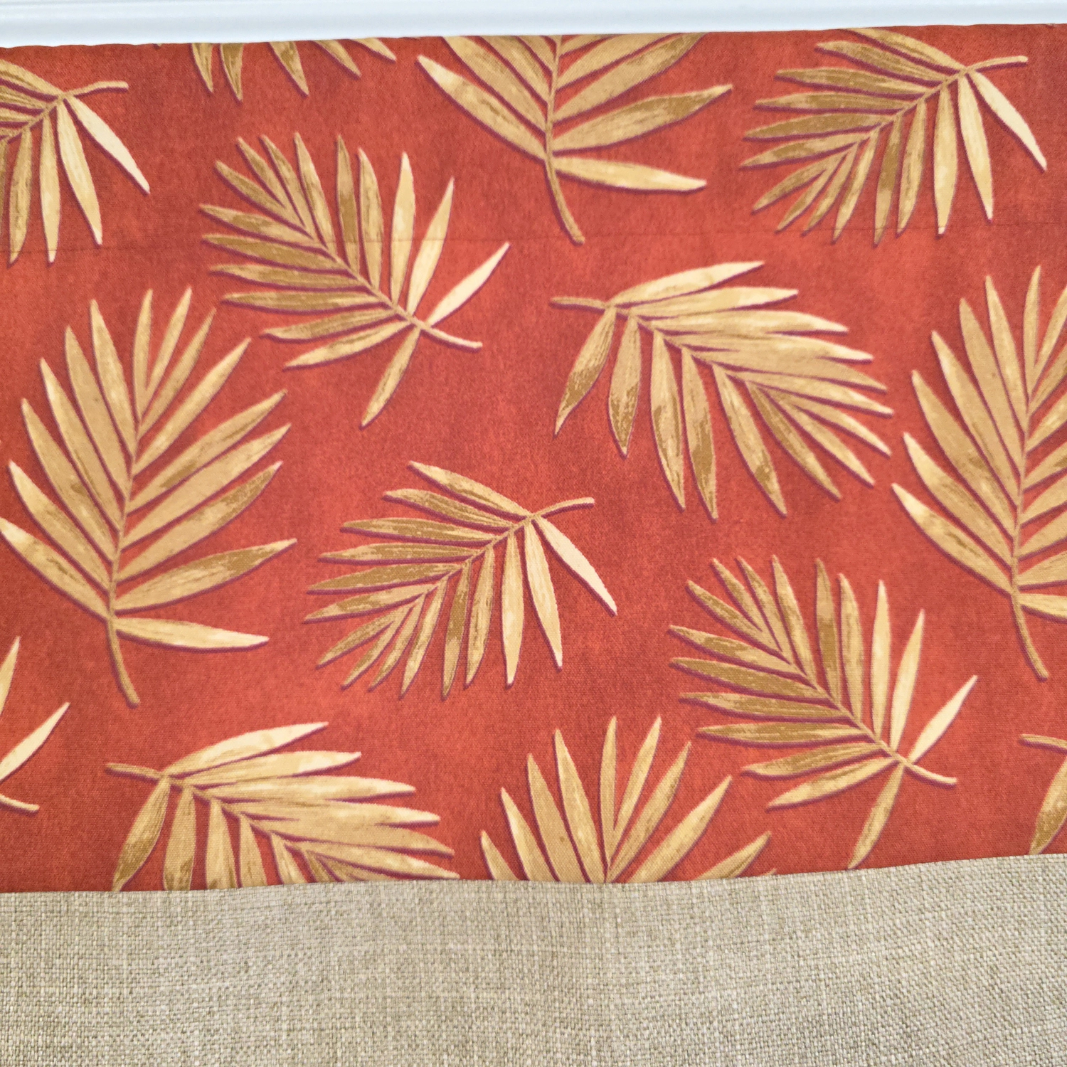 RLF Home 100% Cotton Hawthorn Banded With Poly/Cotton Ivory lining Rod Pocket Valance 50" x 17" Red