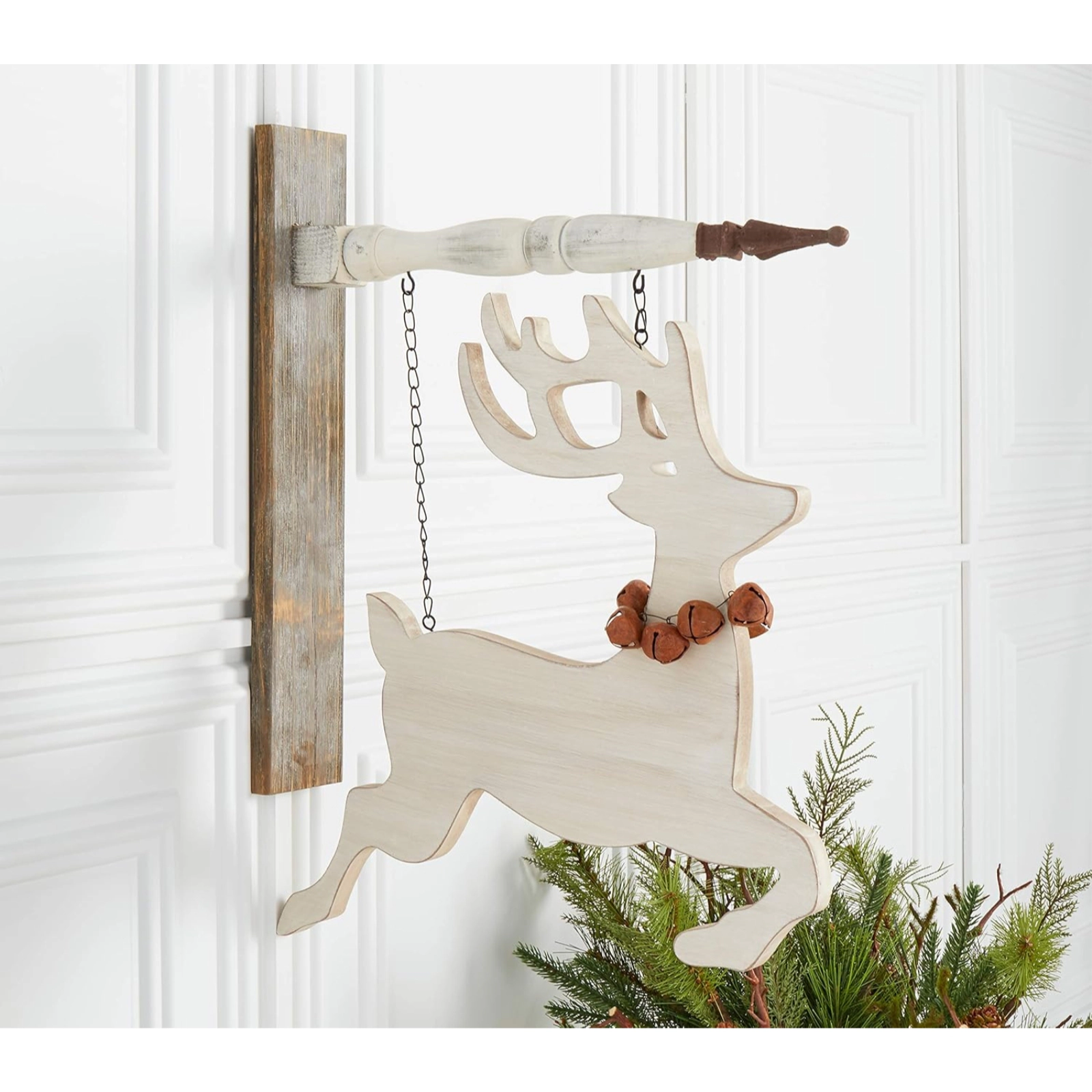 K&K Interiors Wood Cutout Reindeer Christmas Arrow Replacement Sign 17 x 17 inch - Arrow Sold Separately