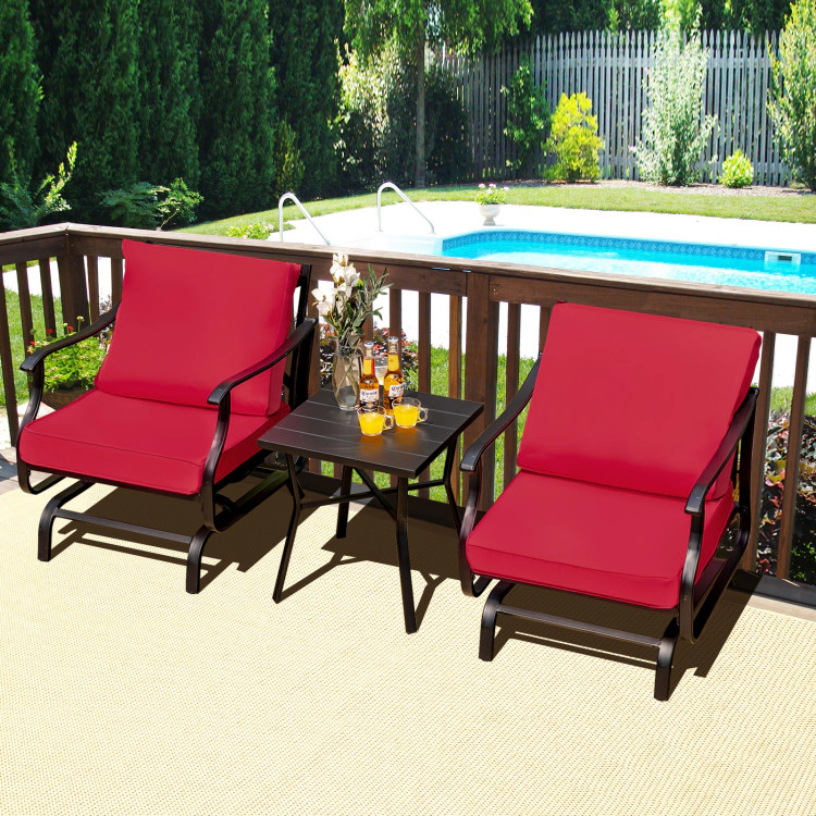 Hivvago 3 Piece Patio Rocking Chair Set With Coffee Table