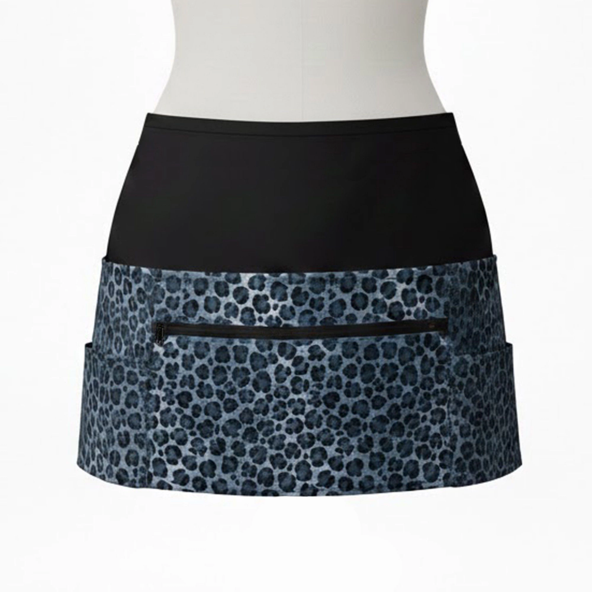 Alilang Women Leopard Print Utility Waist Apron with Adjustable Ties Zipper Pocket and Multiple Front Storage Pockets
