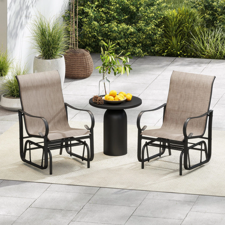 Hivvago Outdoor Glider Chairs Set Of 2 With High Backrest Breathable Mesh Fabric And Metal Frame