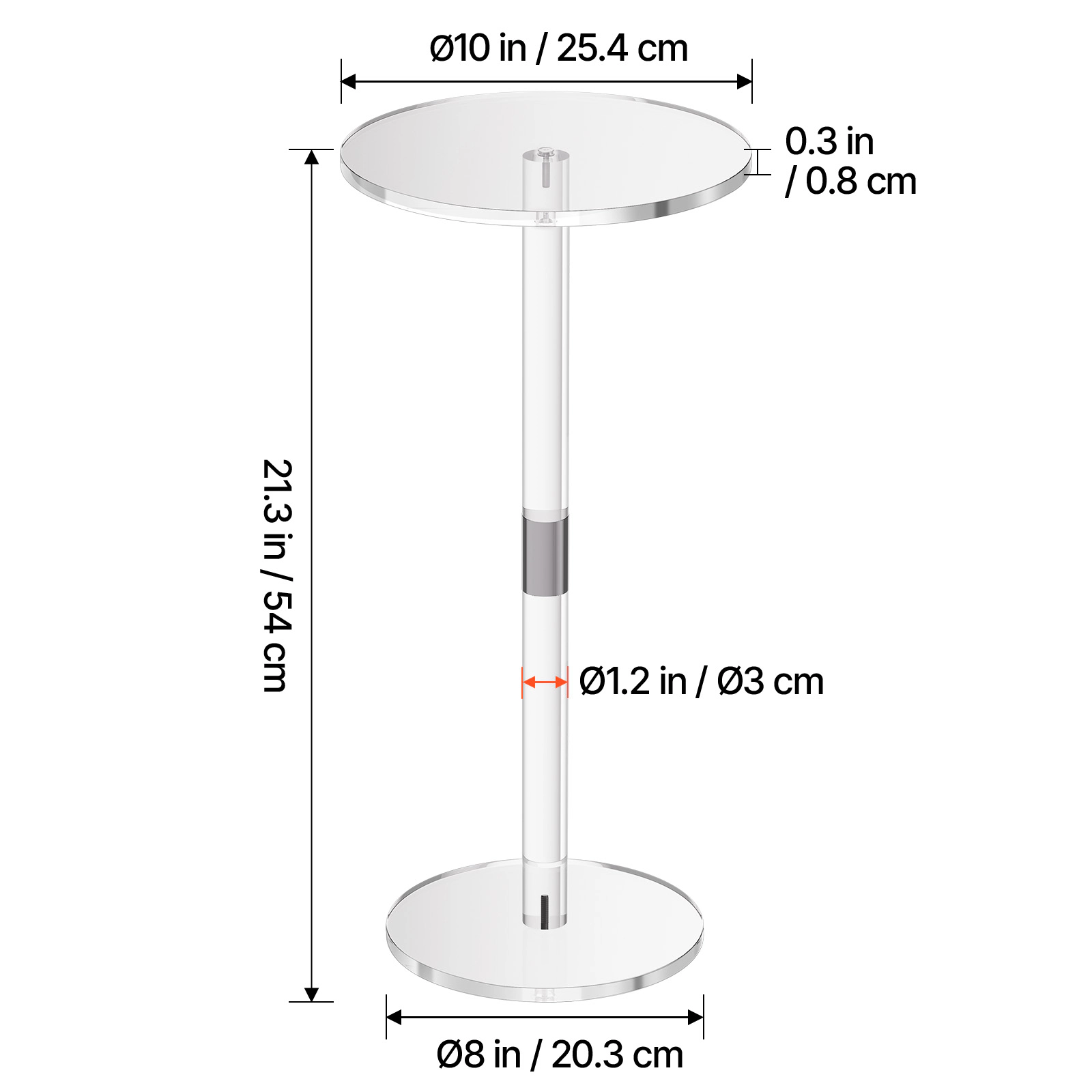 HONGGE Clear Acrylic Side End Table for Modern Desk