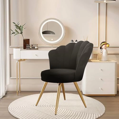 Envelor Velvet Swivel Chair with Gold Metal Legs