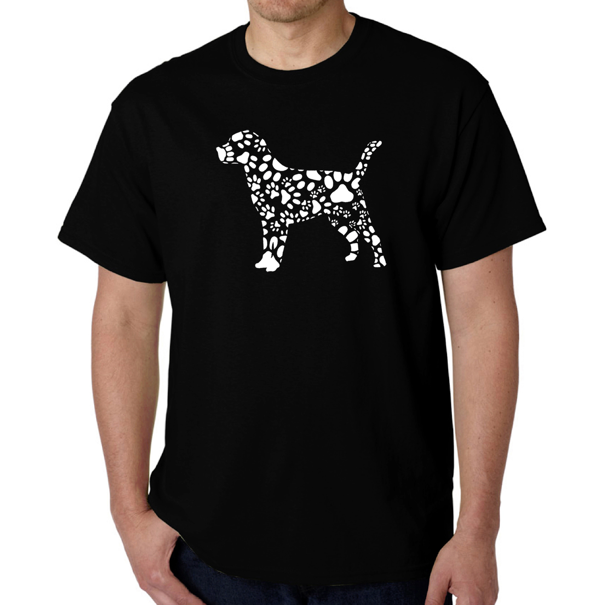 LA Pop Art Men's Cotton T-Shirt - Dog Paw Prints Word