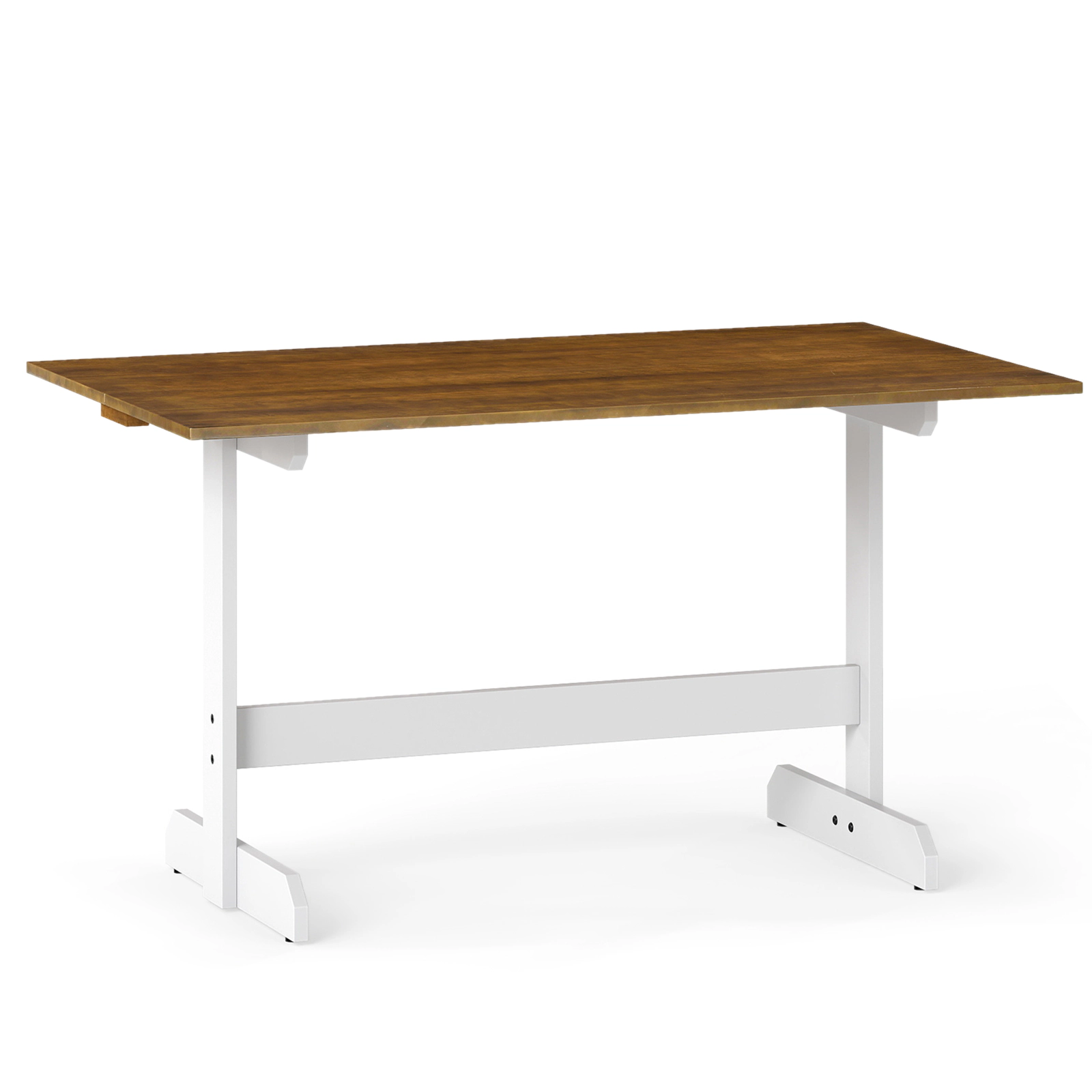 LJG 55 Inch Dining Table for 4-6 People Rectangular Kitchen Table with Solid Wood Trestle Base