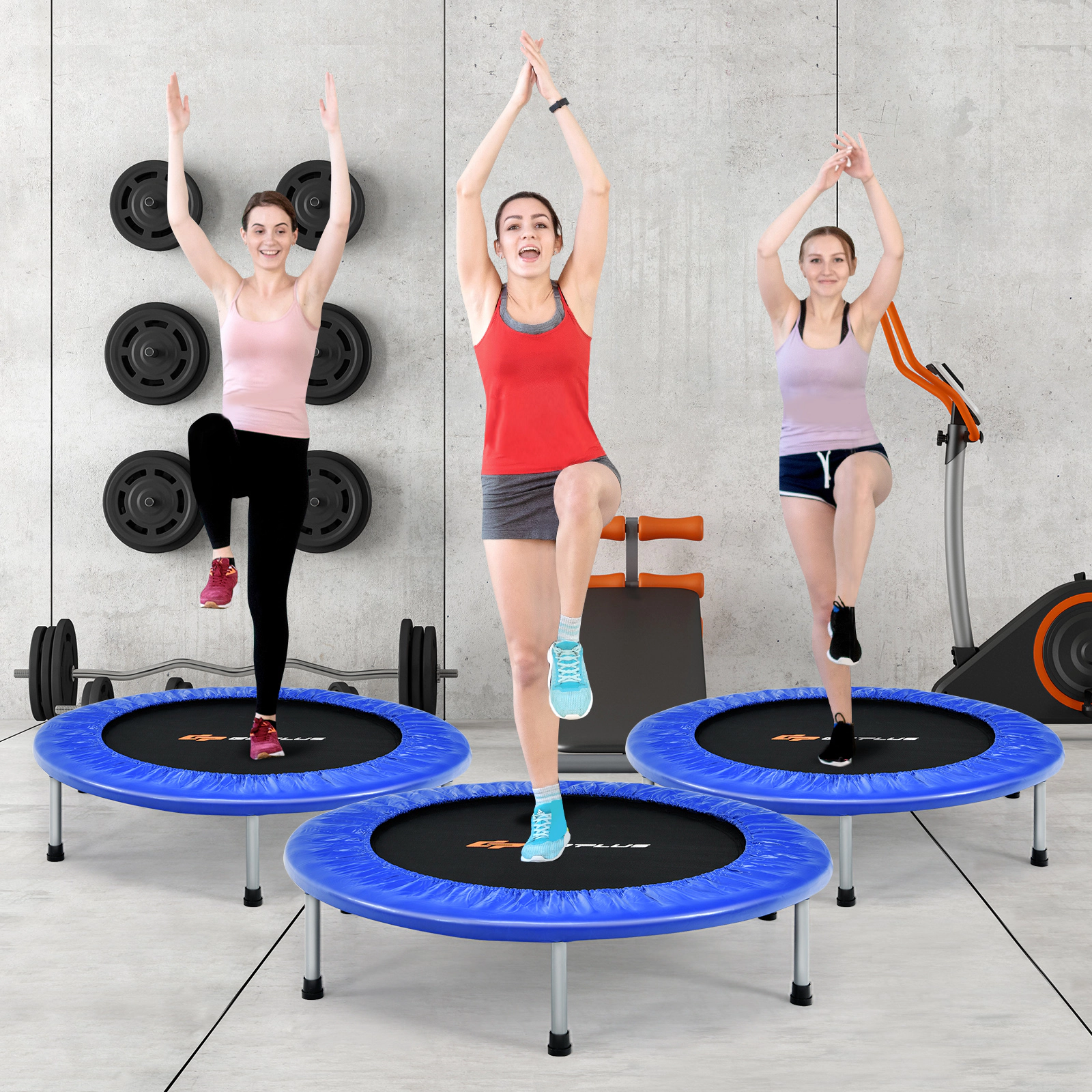 LJG 36 Inch Mini Folding Trampoline Portable Recreational Fitness Rebounder