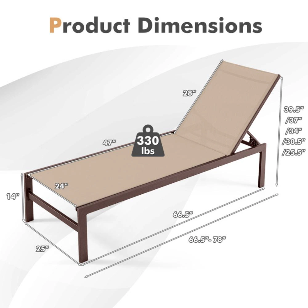 Hivvago 6-Position Chaise Lounge Chairs With Rustproof Aluminium Frame