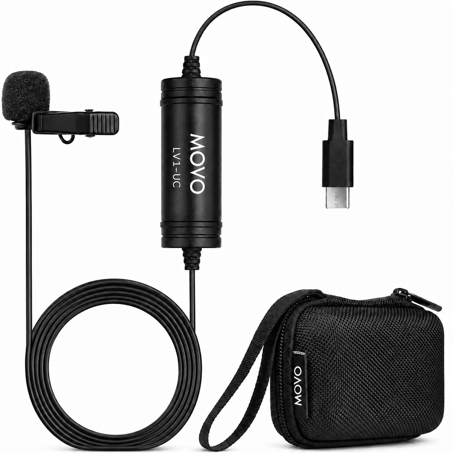 Movo LV1-UC USB-C Lavalier Microphone for iPhone 15, 16 and 17 – Clip-On