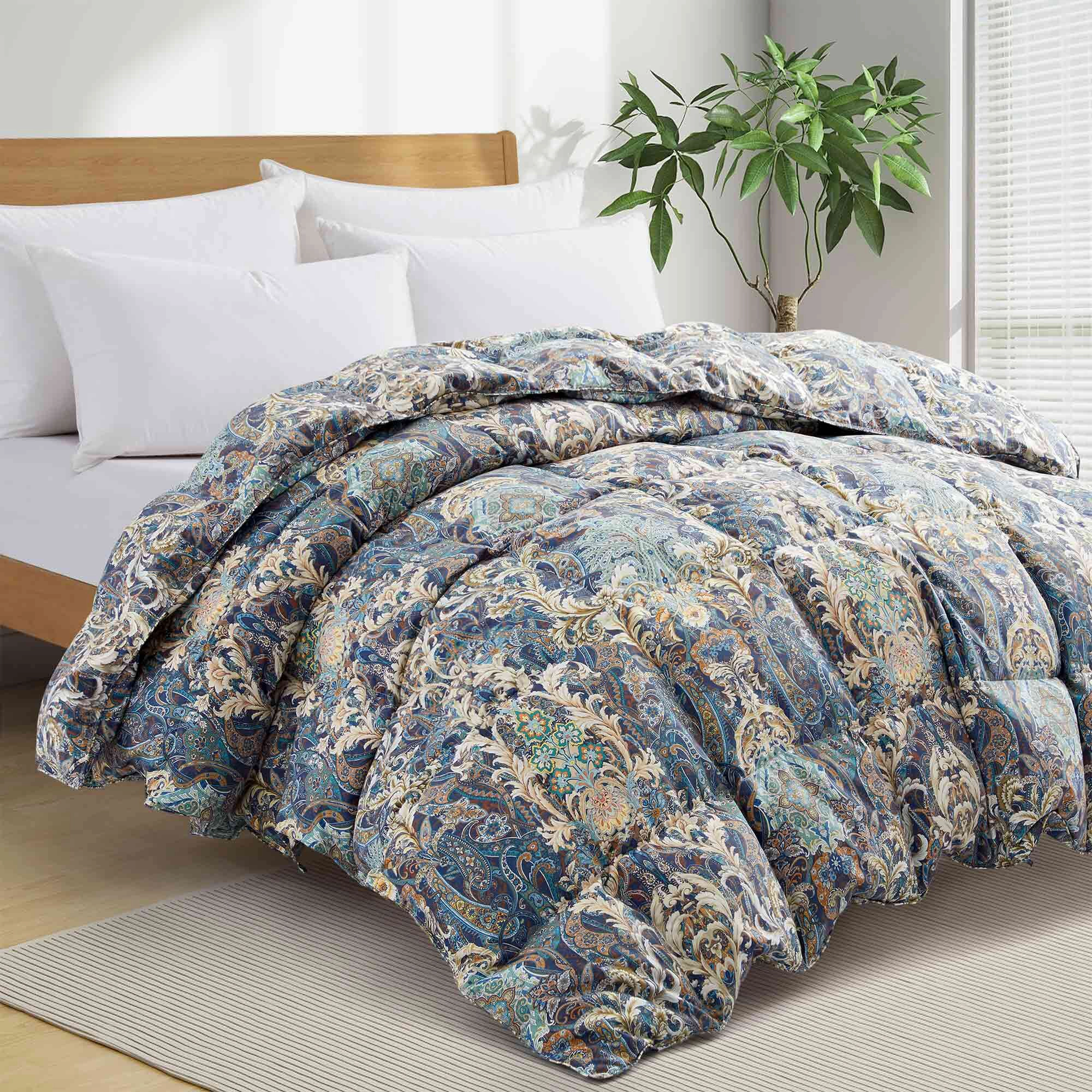 PEACENEST Printed Feather Fiber Comforter All Season Soft Duvet Insert