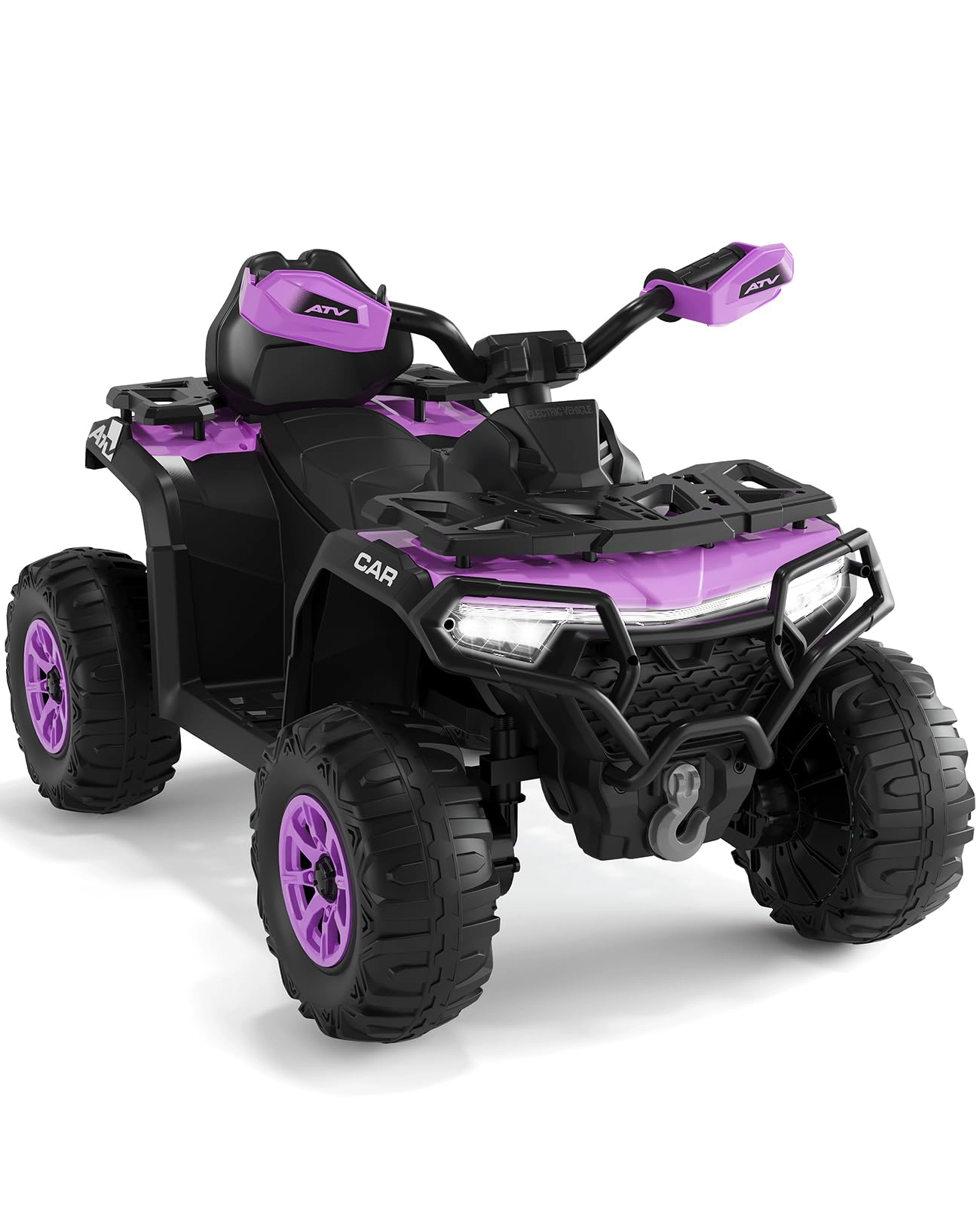 Enjyam 12V Kids Ride On ATV Car with Parent Remote, Off-Road 4 Wheeler w/ Suspension, LED Flag, Bluetooth, USB