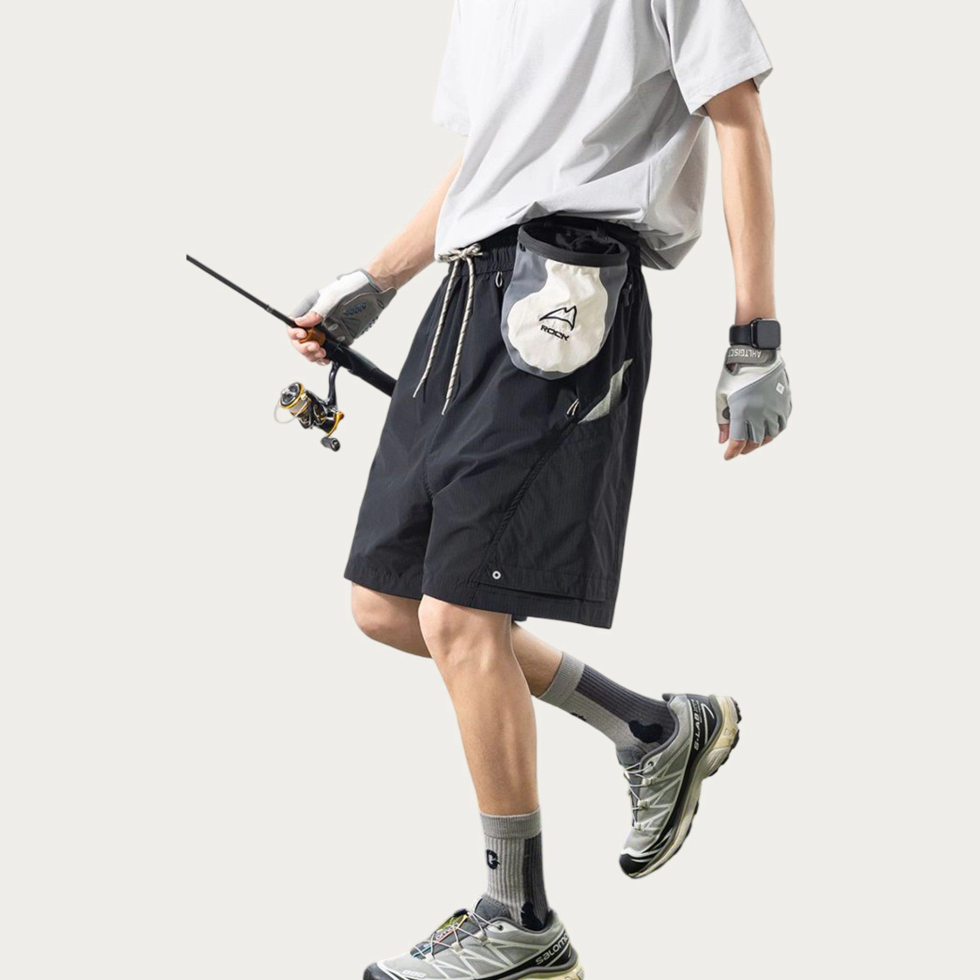 Anna-Kaci Men's Lightweight Athletic Shorts with Elastic Drawstring Waist Relaxed Fit Design and Side-Pocket Detail