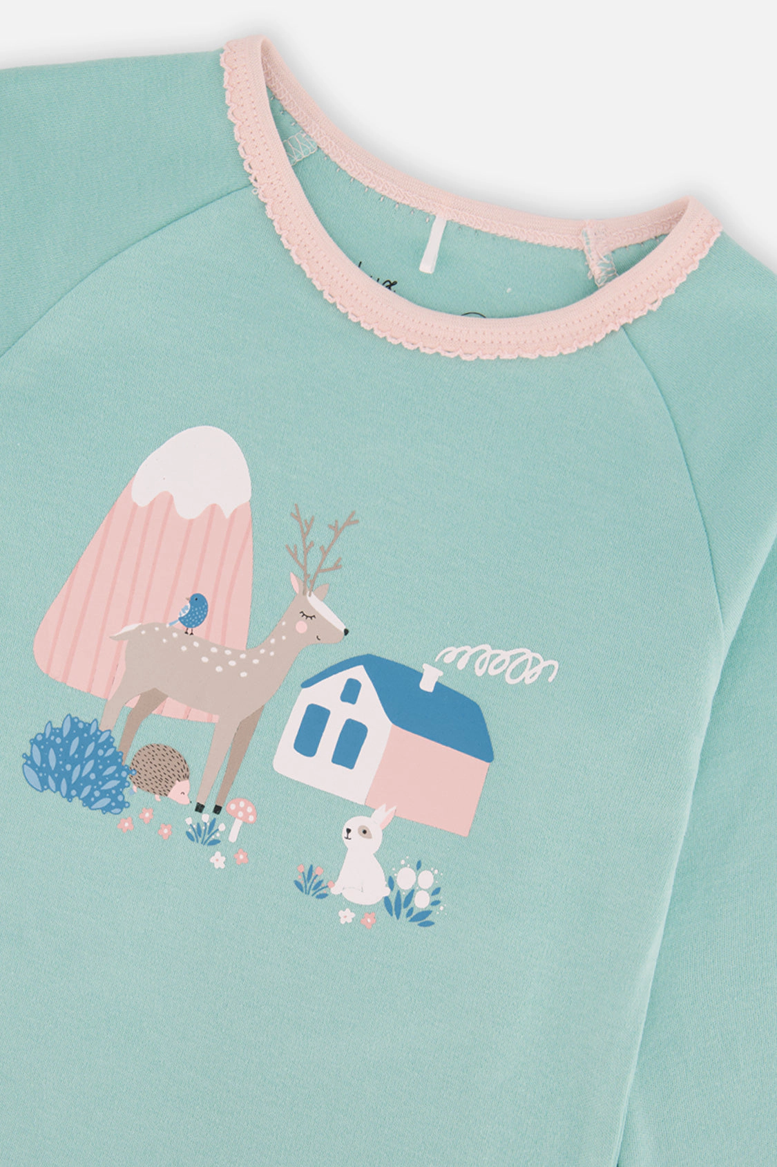 Deux par Girls Organic Cotton House Two Piece Pajama Set with Long Sleeve Top and Waist Pants