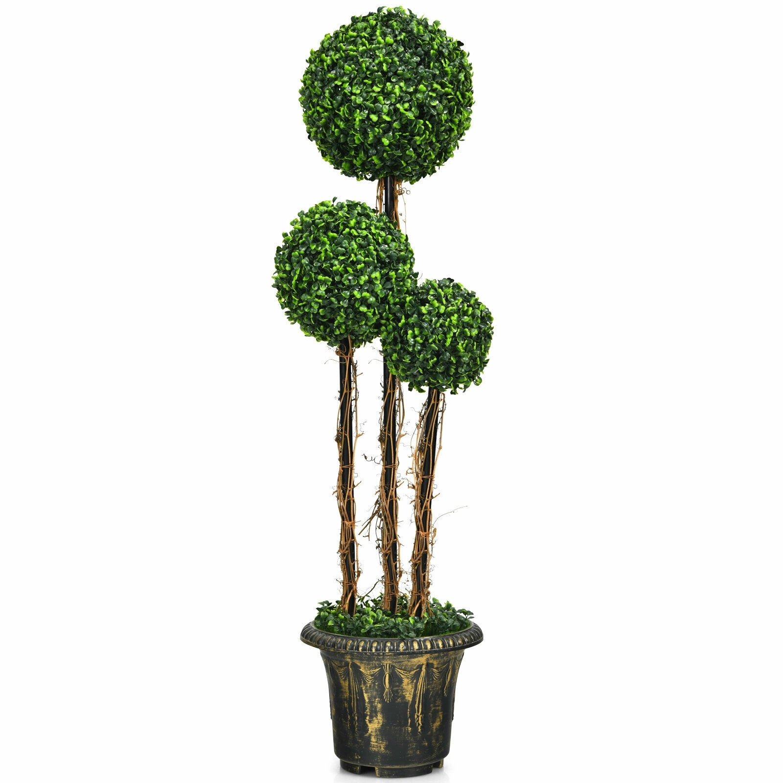 Slickblue 48-Inch Artificial Ficus Tree with Wood Rattan Trunk and Planter