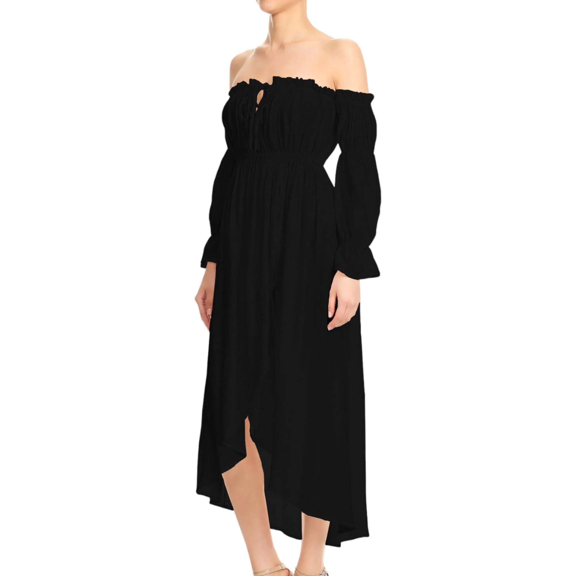 Anna-Kaci Women's Boho Off Shoulder Long Sleeve Renaissance Dress