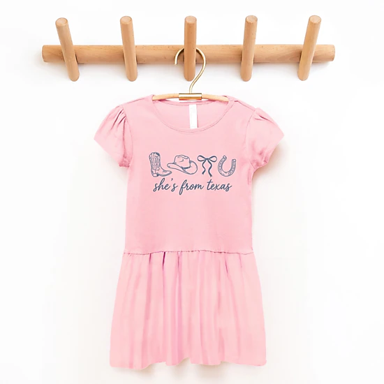 The Juniper Shop - Toddler Girl's Graphic Dress - She's From Texas Icons