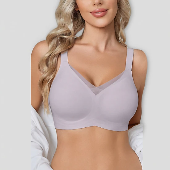 Avidlove Women's Seamless V-Neck Mesh Wireless Full Coverage Bra