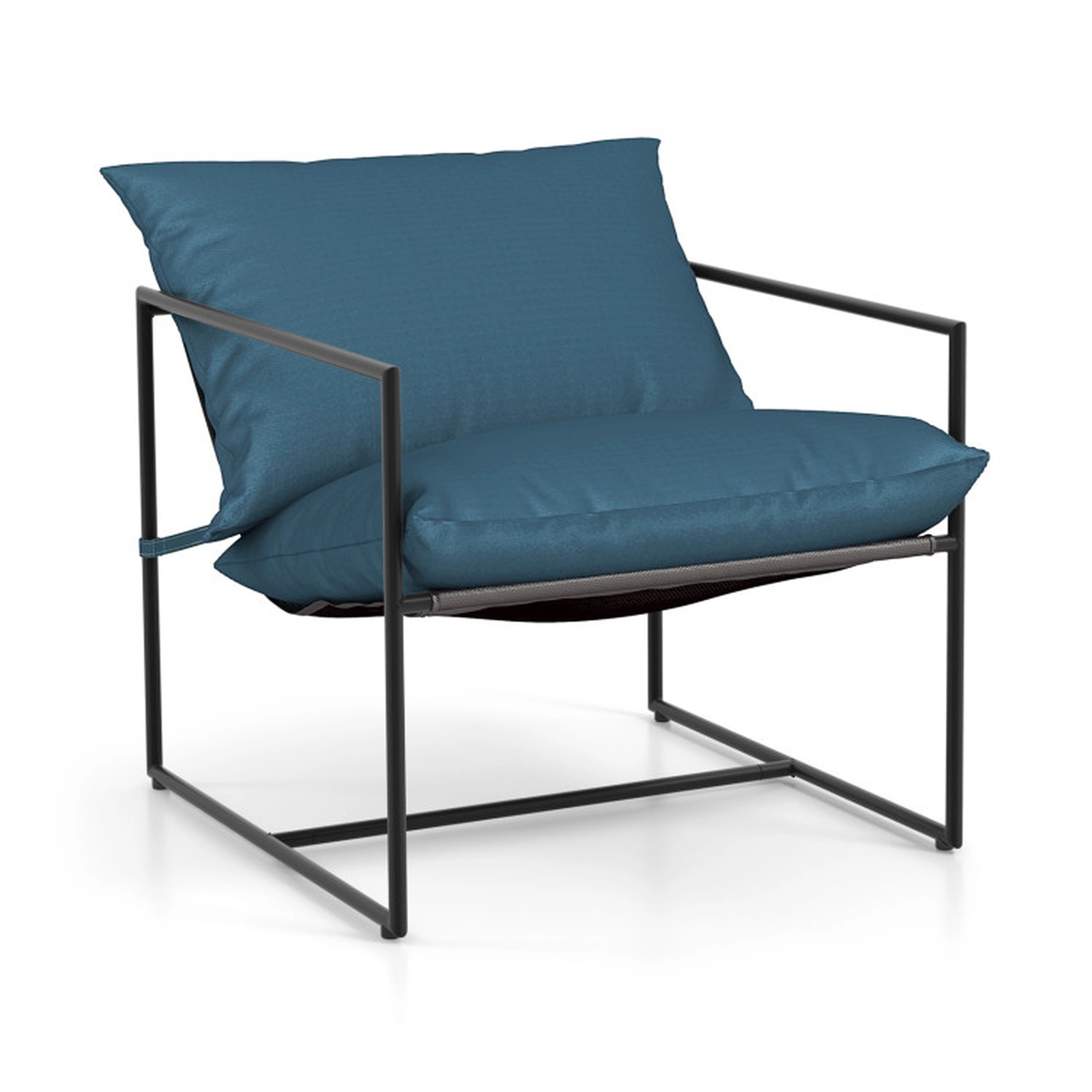 SUGIFT Set of 2 330-lb Capacity Navy Sling Accent Chairs with Weatherproof Fabric and Reinforced Metal Frame