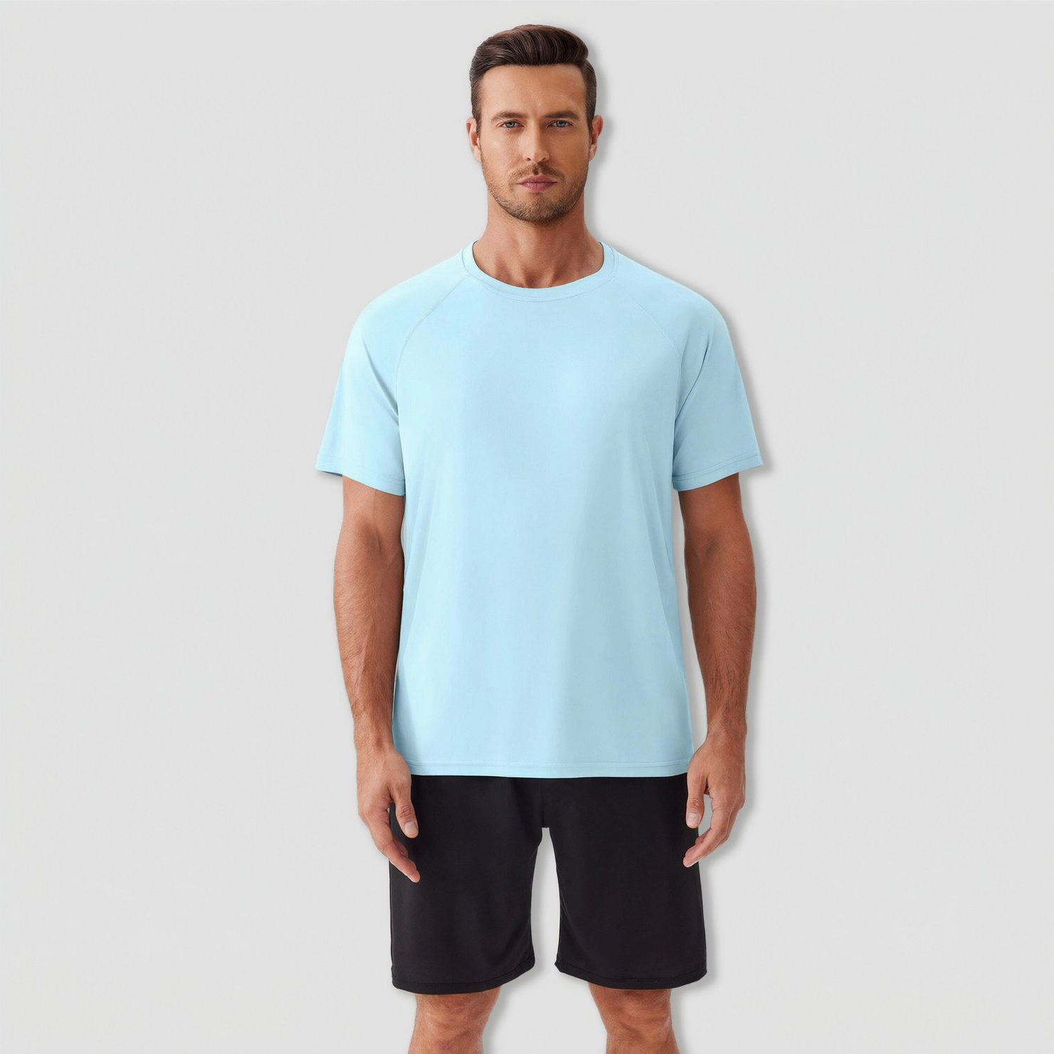 Pinspark Mens Solid White Short Sleeve T-Shirts Crew Neck Raglan Active Casual Tee