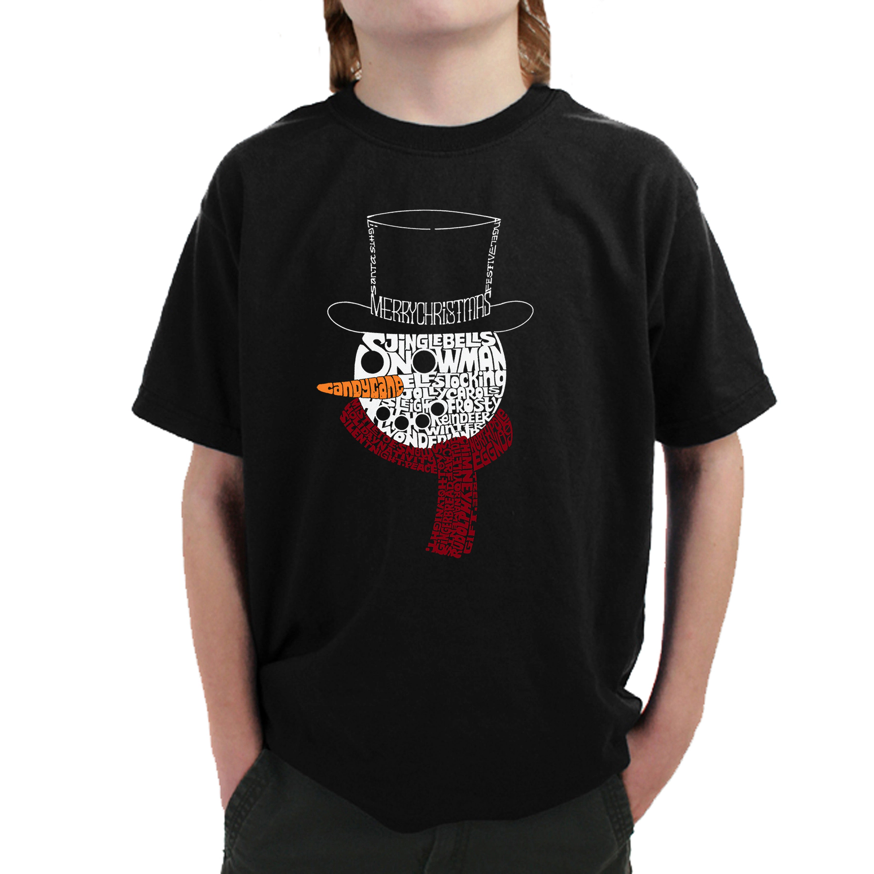 LA Pop Art Boy's Word T-Shirt - Snowman Face