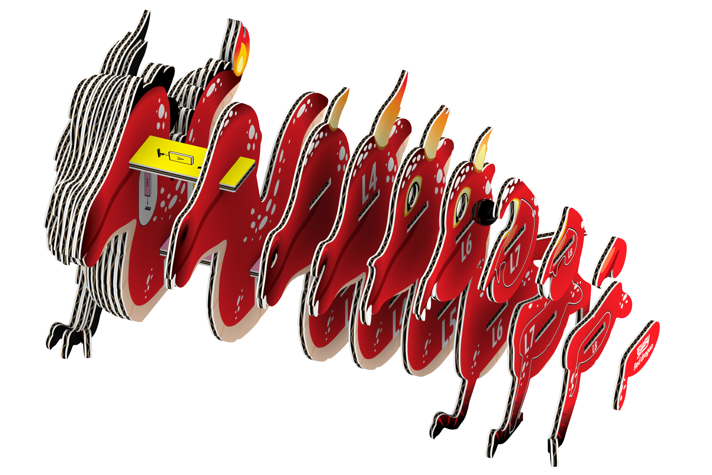EUGY Red Dragon  3D Puzzle - contains 24 puzzle pieces