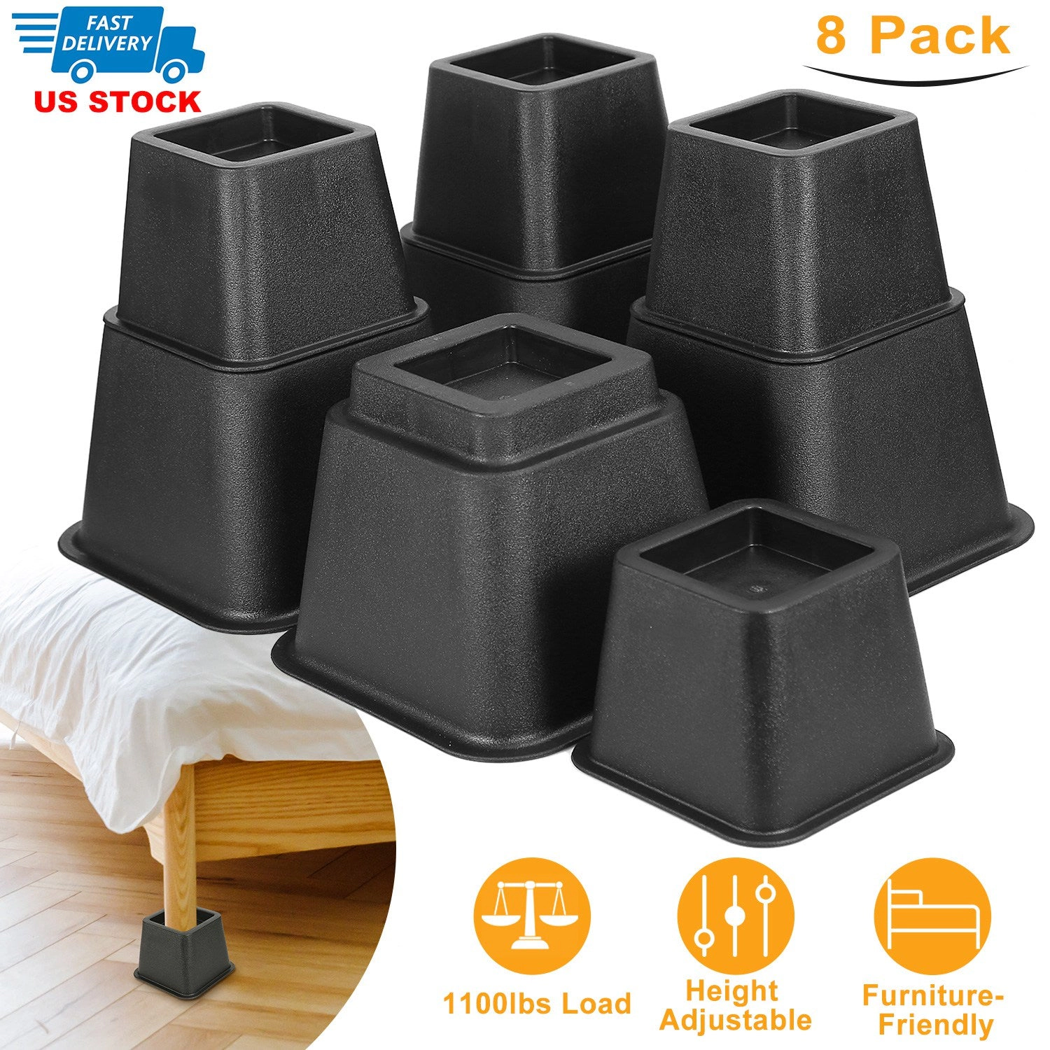 GBruno 8 Pcs Adjustable Furniture Risers