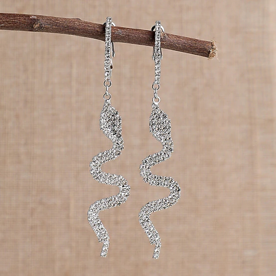 SOHI Women's Black Snake Bling Drop Earrings, Color: Silver - JCPenney
