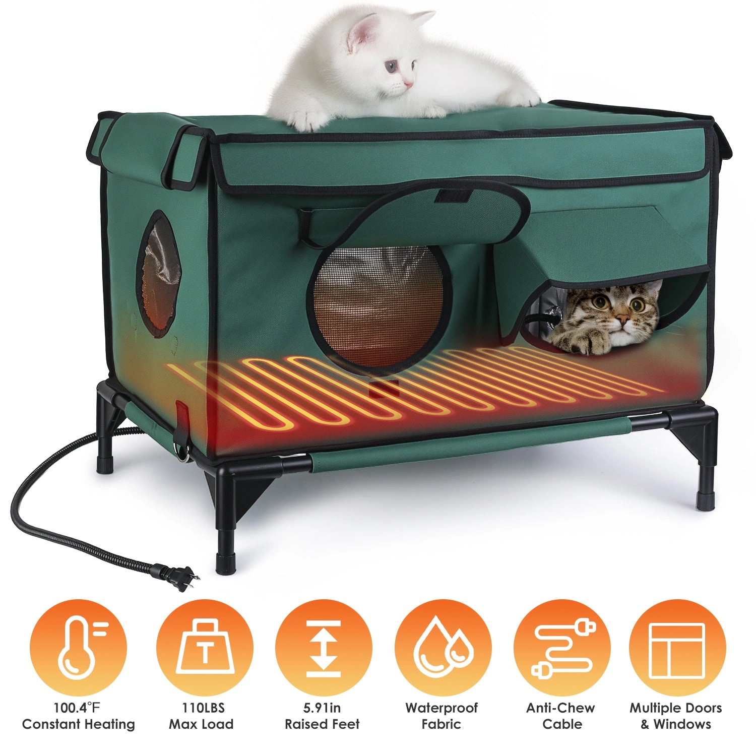 GBruno Waterproof Heated Cat House Outdoor Shelter