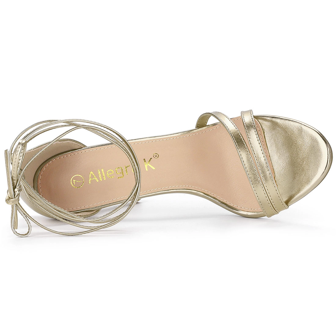 BLISSFUL STEP Women's Open Toe Lace Up Stiletto Heels Sandals