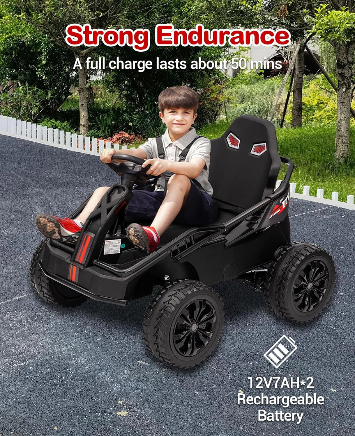 24V 4WD Ride-On Truck for Kids, Electric Utv Car with Remote, 4×200W Motors, 16" Seat, Music, LED, Shock Absorbers