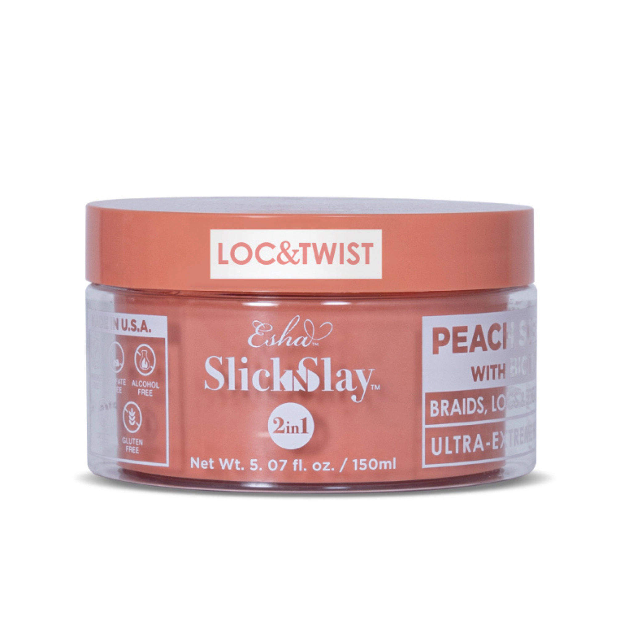 Esha Unisex Styling Gel Slick N Slay 2-IN-1 Braid & Edge Gel Peach Scent with Biotin