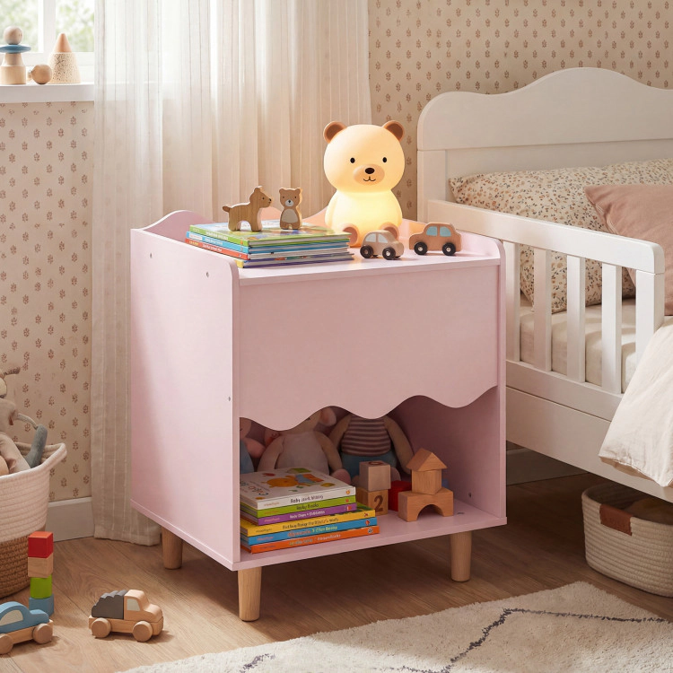 Hivvago Toddler Scalloped Side Table with Wide Top & Open Compartment