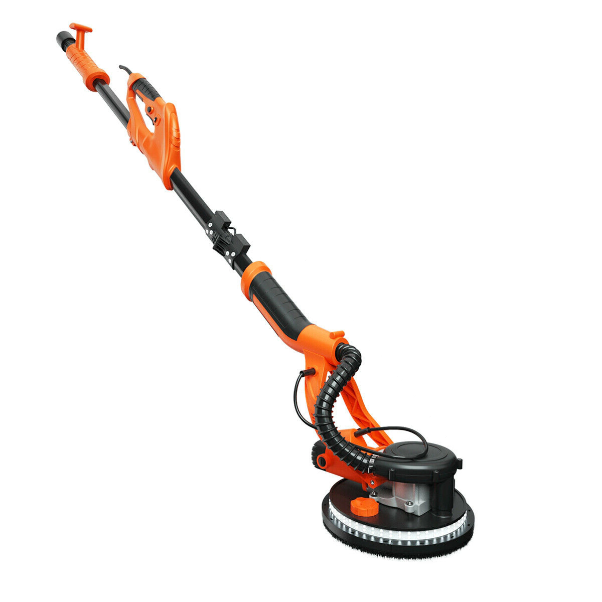 SUGIFT Electric Foldable Drywall Sander 750W Variable Speed with Automatic Vacuum and LED Light Orange Black