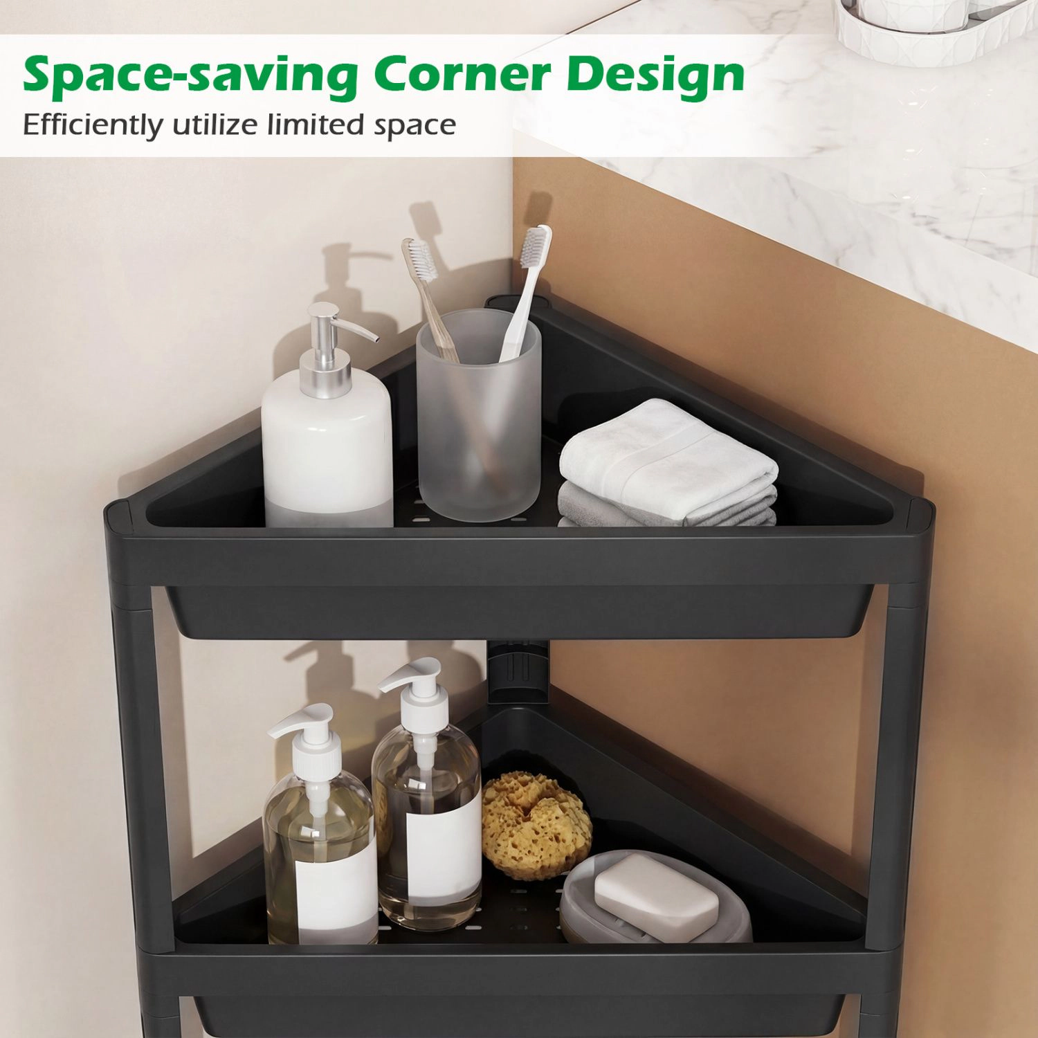 SlickBlue Set of 2 Corner Shower Shelf 3 Tier Bathroom Storage Rack Organizer