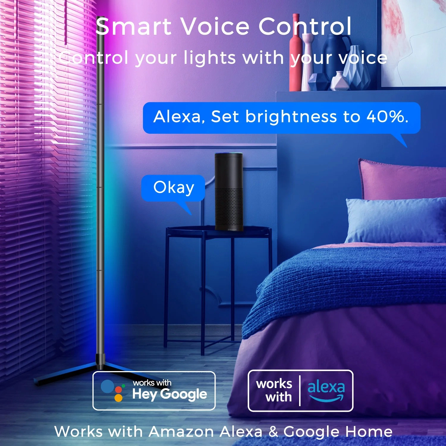 Eco4life Smart WiFi Symphony Floor Lamp - 61" Tall