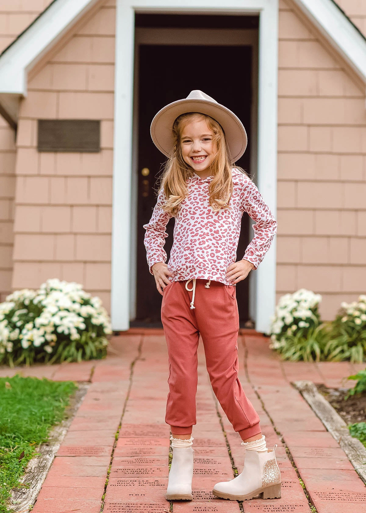 Mabel and Honey Amber Knit Red Leopard Toddler Dress