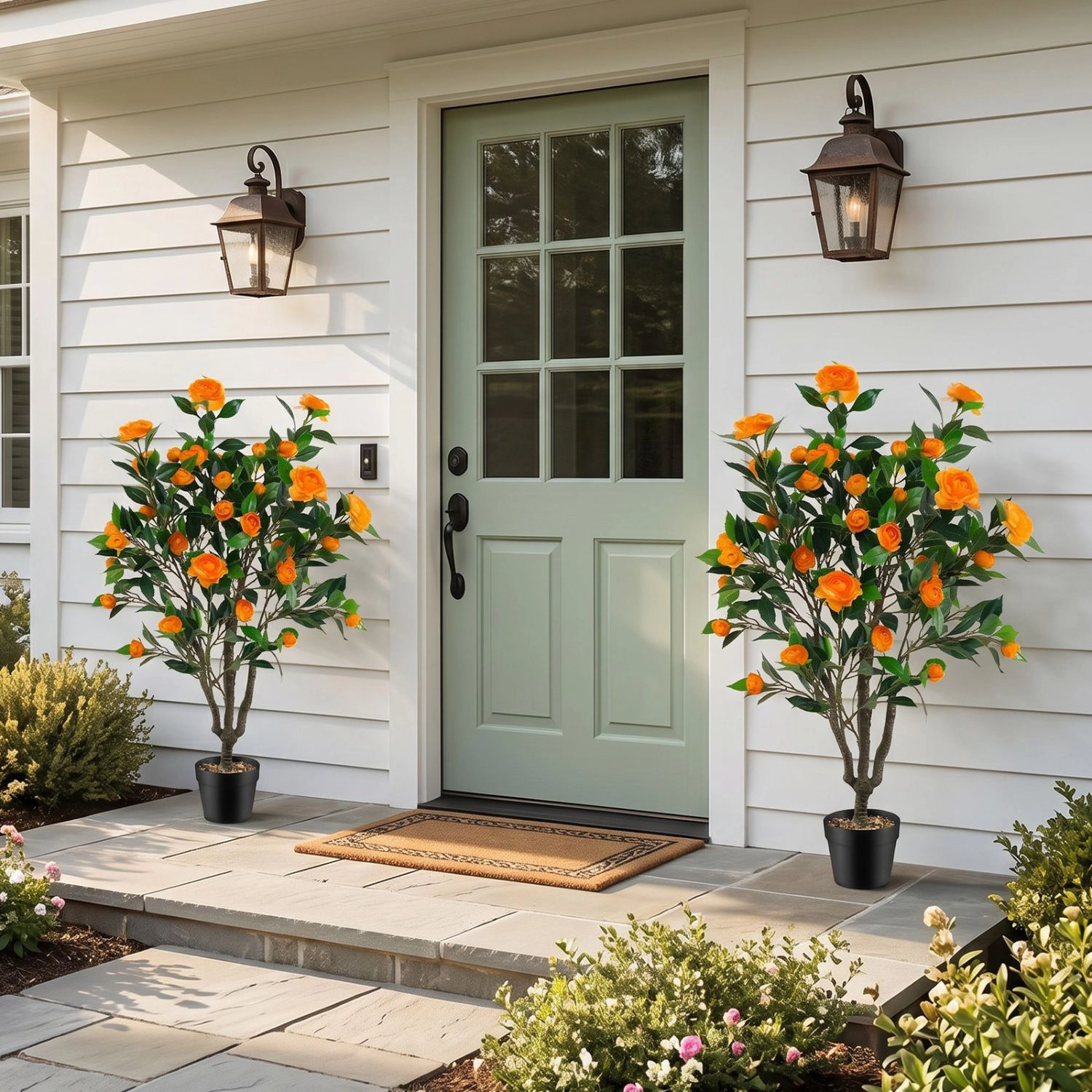 SlickBlue 2 Pack Artificial Floral Tree for Home Office Patio Decor
