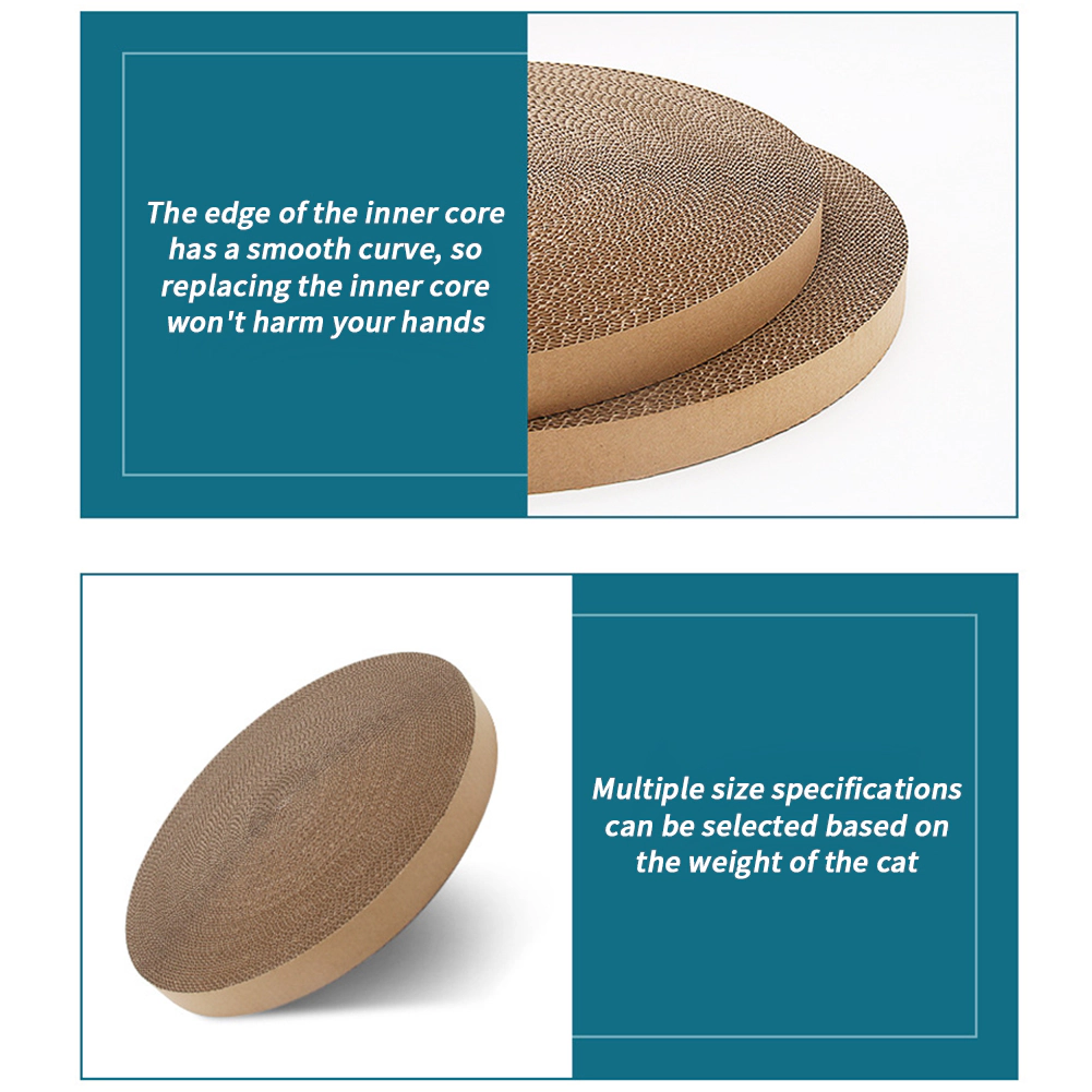 Round Corrugated Cardboard Cat Scratcher Replacement Pad, Honeycomb Grinding Claw Board Dia 38cm
