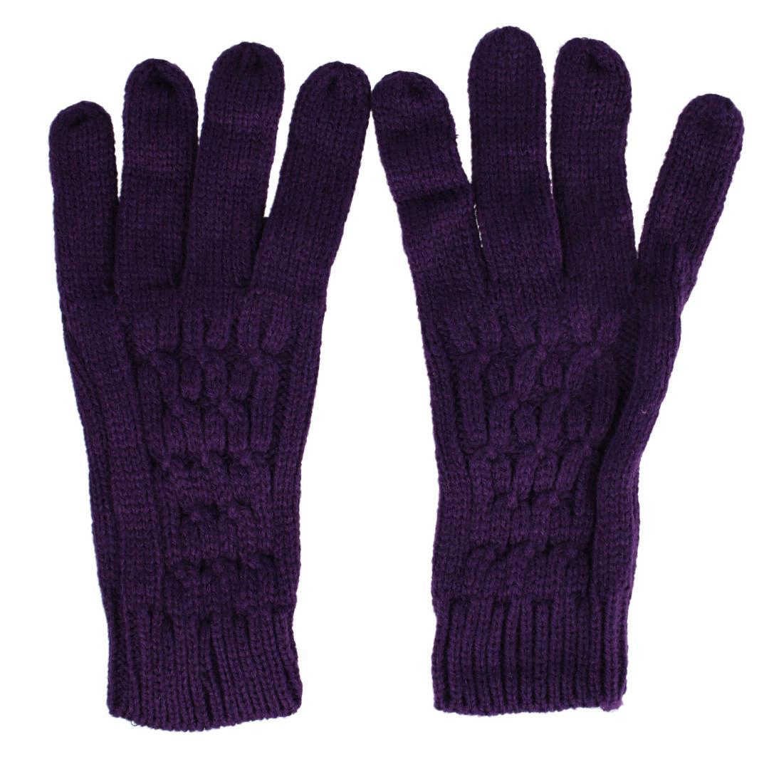 CTM Women's Knit Beanie Hat with Pom and Matching Gloves Set