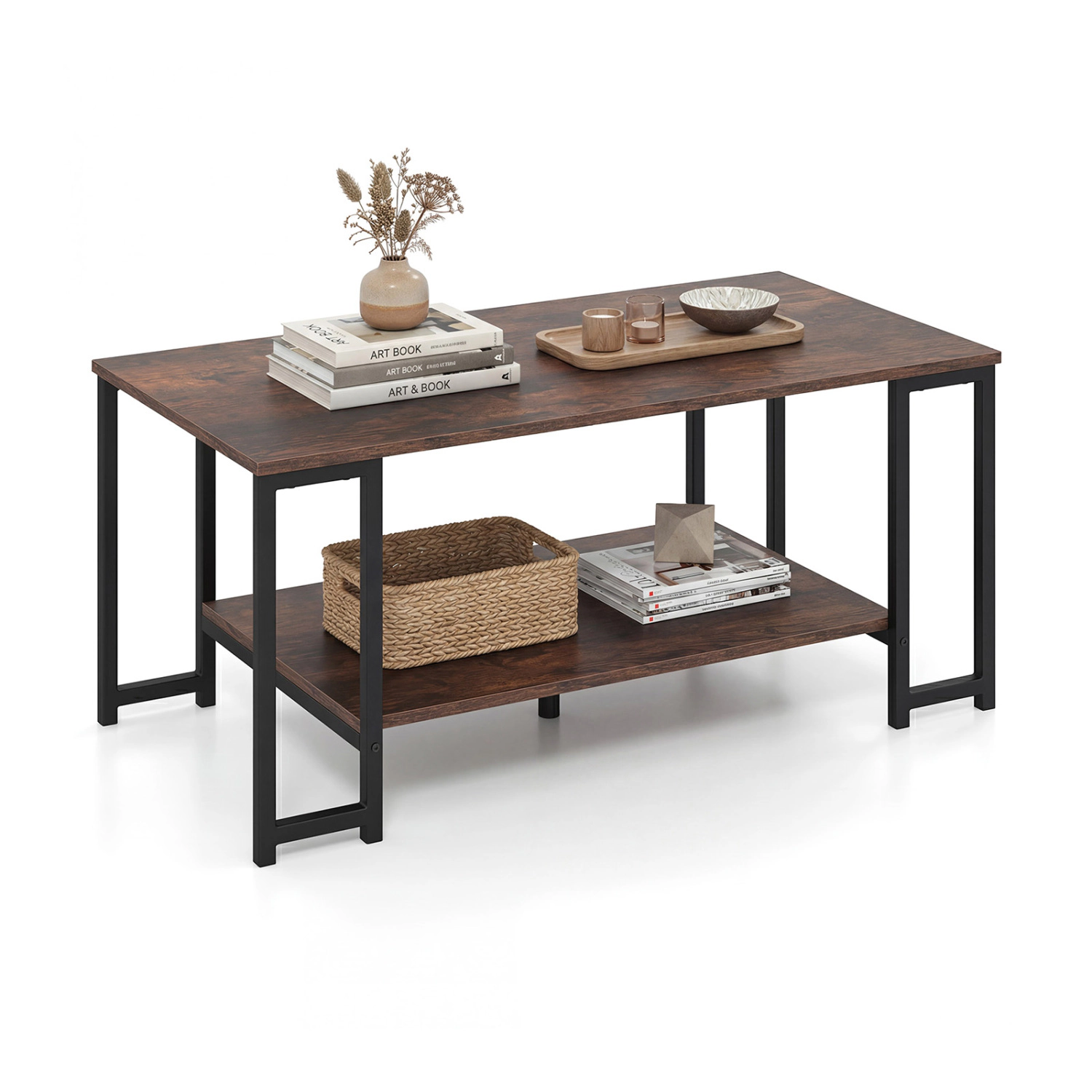 LJG Modern Accent Table with Open Storage Shelf for Apartment and Lounge
