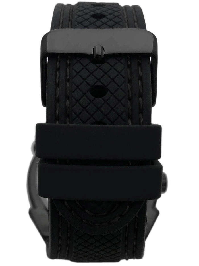 Peugeot Men's 44mm Black Sport Calendar Stitched Rubber Band Watch