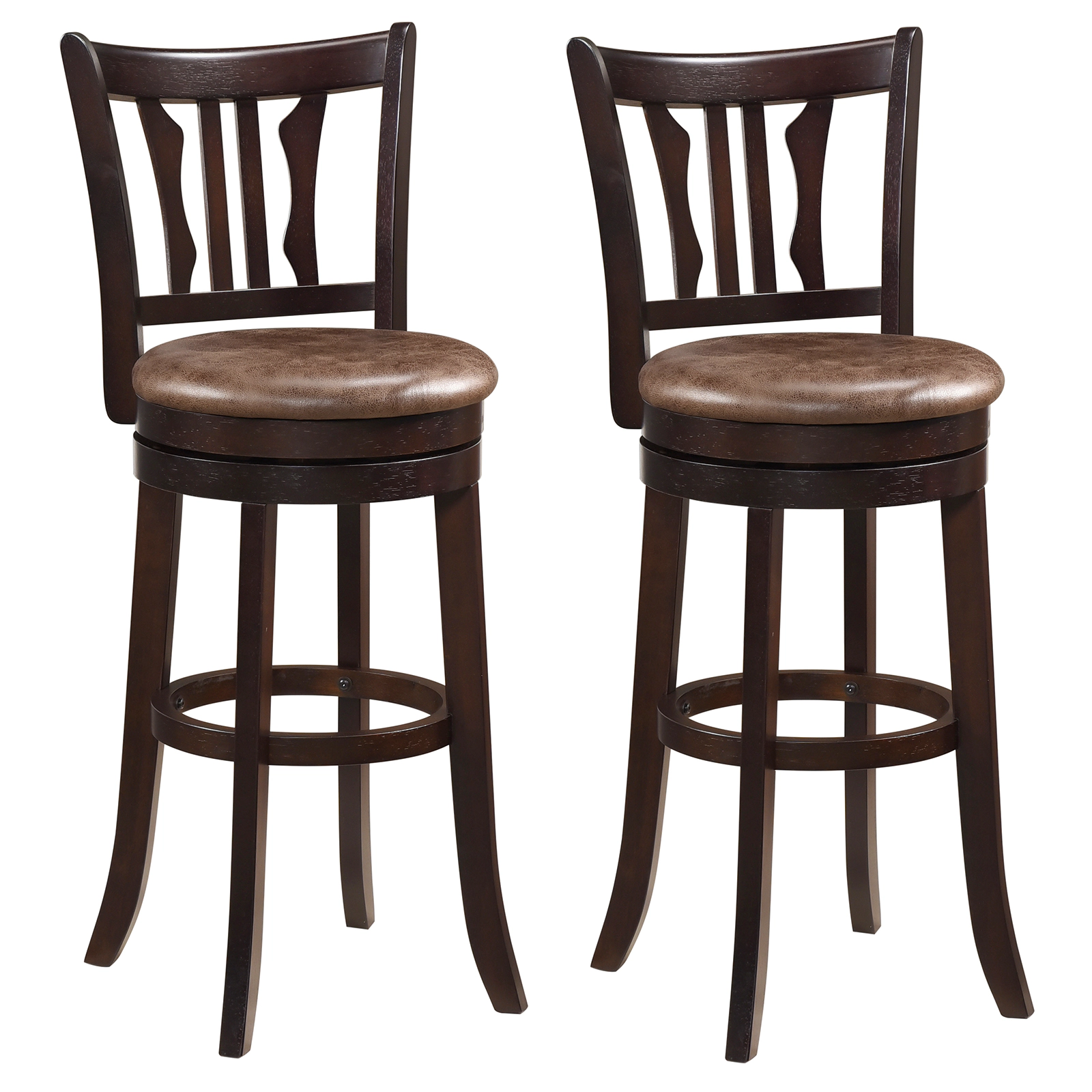 LJG Counter Height Swivel Bar Stools Set of 2 with Back and Solid Rubber Frame-29