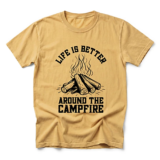 Simply Sage Market - Life Is Better Around The Campfire Distressed - Men's Garment Dyed Graphic T-Shirt