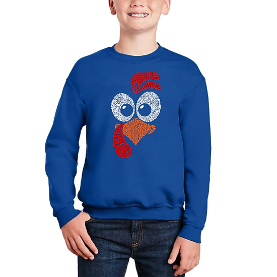 LA Pop Art Boy's Word Art Sweatshirt - Turkey Face