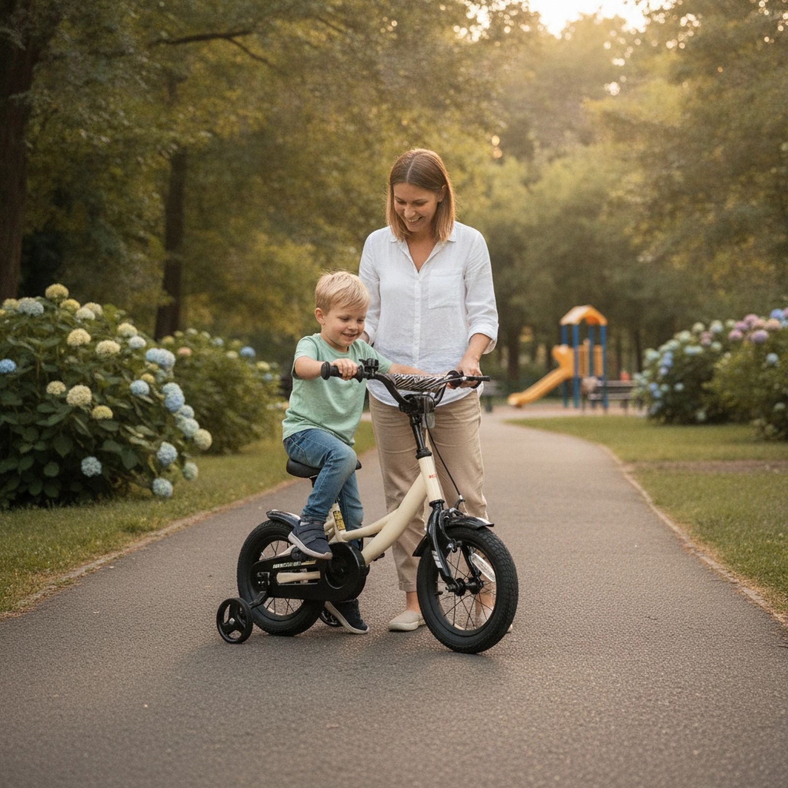 12-in Kids Bike with Removable Training Wheels Anti-Slip Pedals Reflectors and Bell for Ages 3-4 Adjustable Kids Bicycle