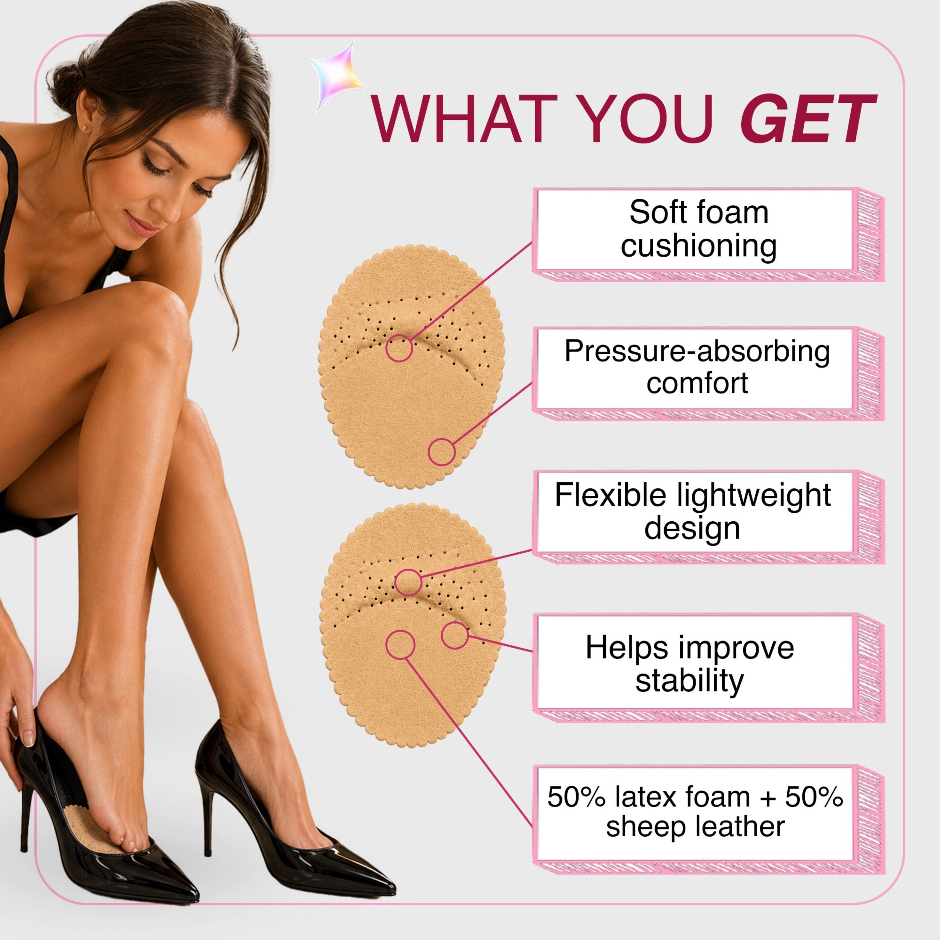 LECHERY Women's Ball of Foot Cushions – Gel Forefoot Pads