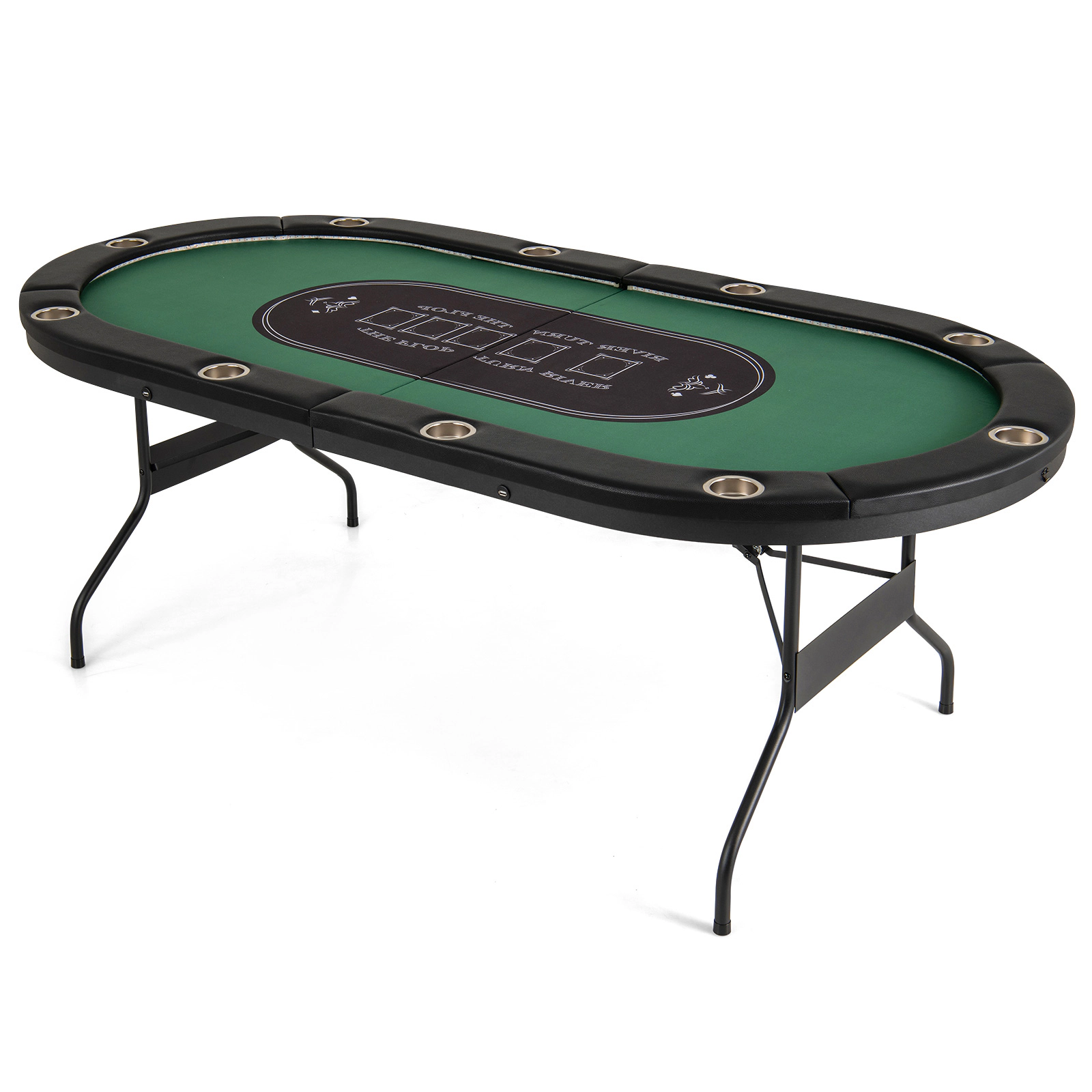 SUGIFT 84-in 10-Player 198.5-lb Capacity Folding Poker Table with LED Lights 4 USB Ports and Cup Holders